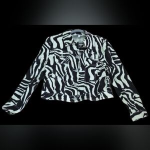 St. John Sport Zebra Cotton Jean Jacket L